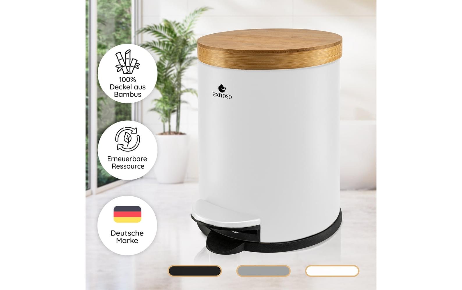 Exitoso Tretmülleimer mit Softclose-Deckel 5 l, Weiss