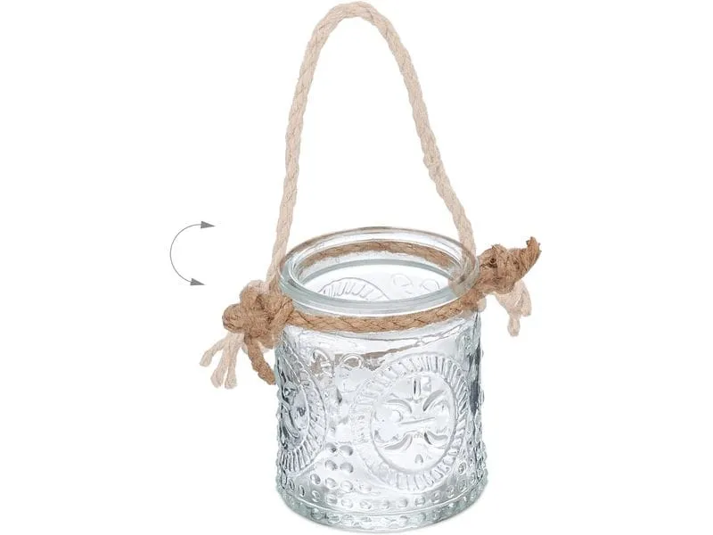 relaxdays Windlicht Summer Vintage 7 cm, Glas, 12 Stück