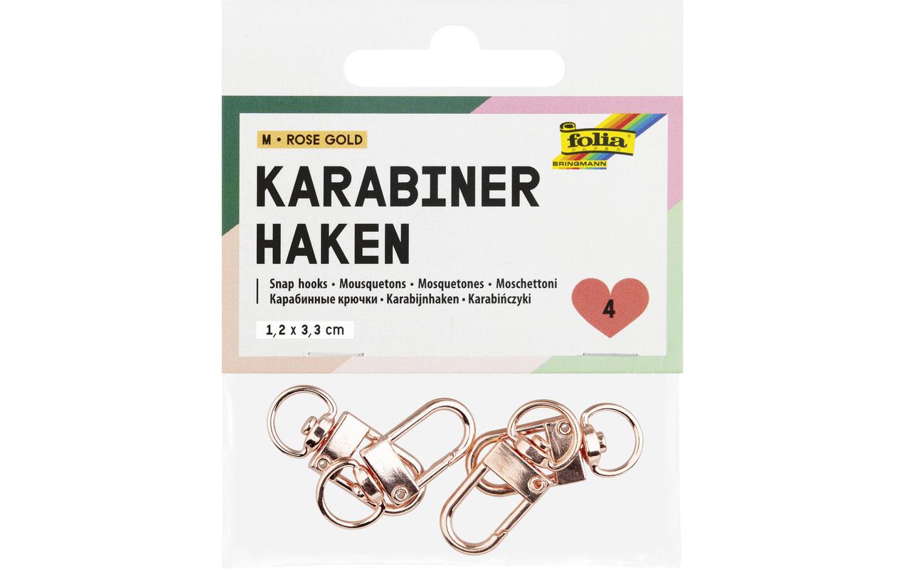 Folia Karabinerhaken M 4 St3.3 cmck, 1.2 x 3,3 cm, rose gold