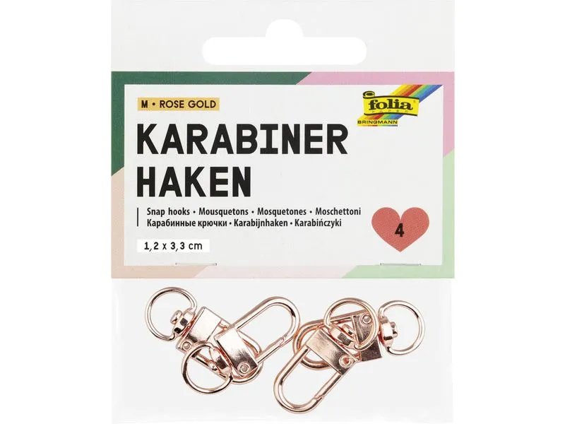 Folia Karabinerhaken M 4 St3.3 cmck, 1.2 x 3,3 cm, rose gold