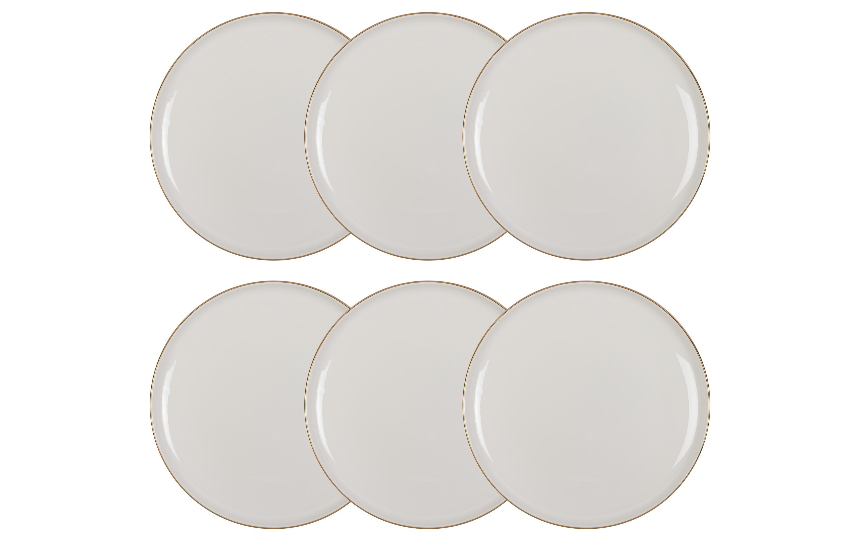 FURBER Speiseteller Ø 26.5 cm, 6 Stück, Weiss/Gold FURBER Speiseteller Ø 26.5 cm, 6 Stück, Weiss/Gold