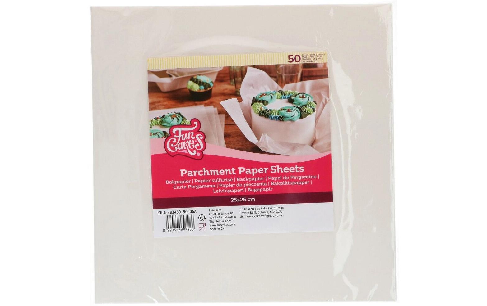 Funcakes Backpapier Bento Cake, 25 x 25 cm, 50 Stück