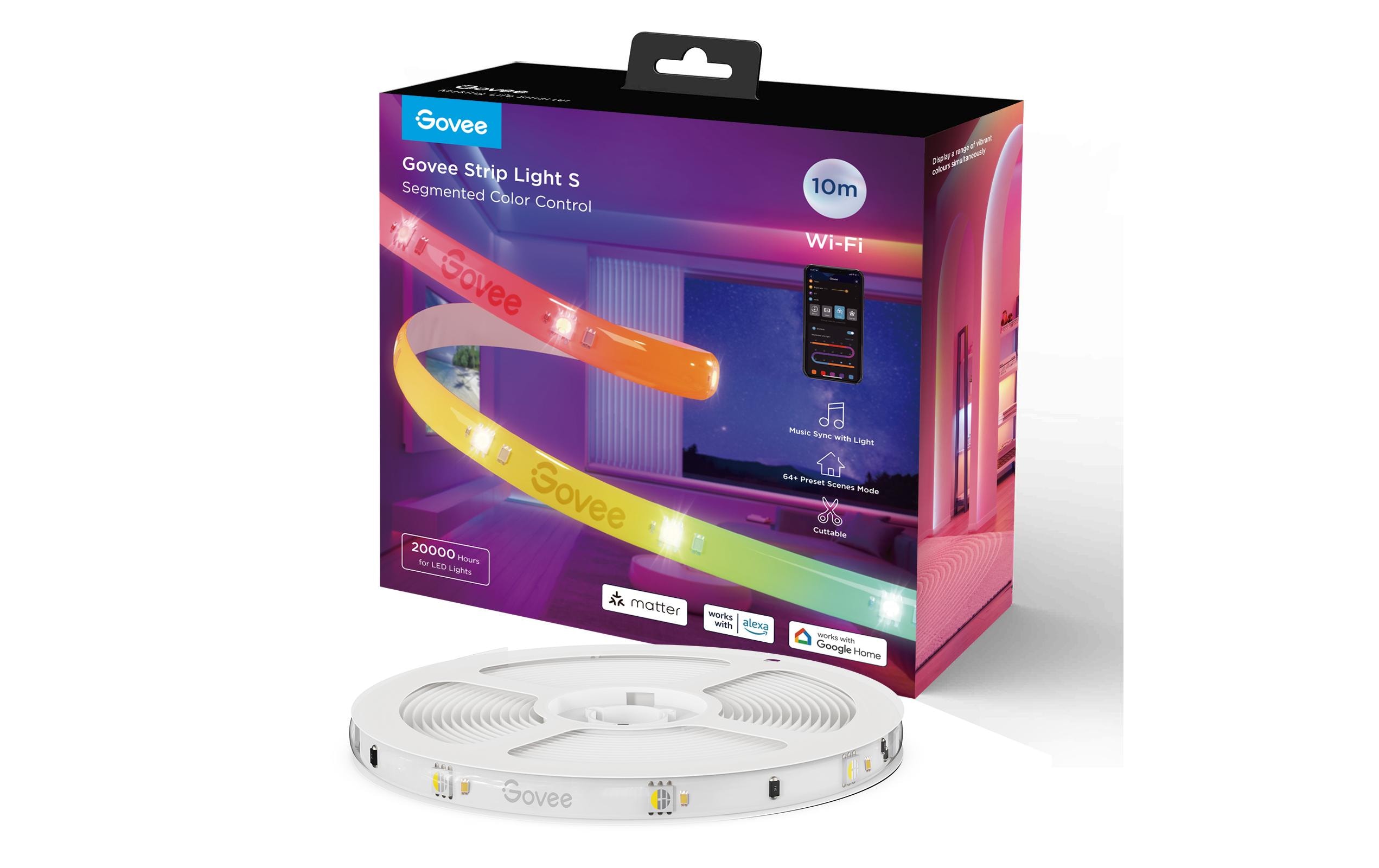 Govee LED Stripe Light S, Wi-Fi / Bluetooth / Matter, 10 m, RGBIC