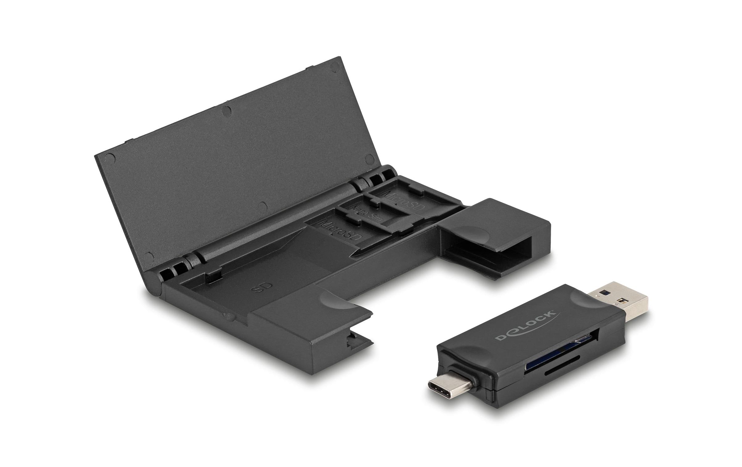 Delock Card Reader Extern USB-C / A 5 Gbps für SD und Micro SD