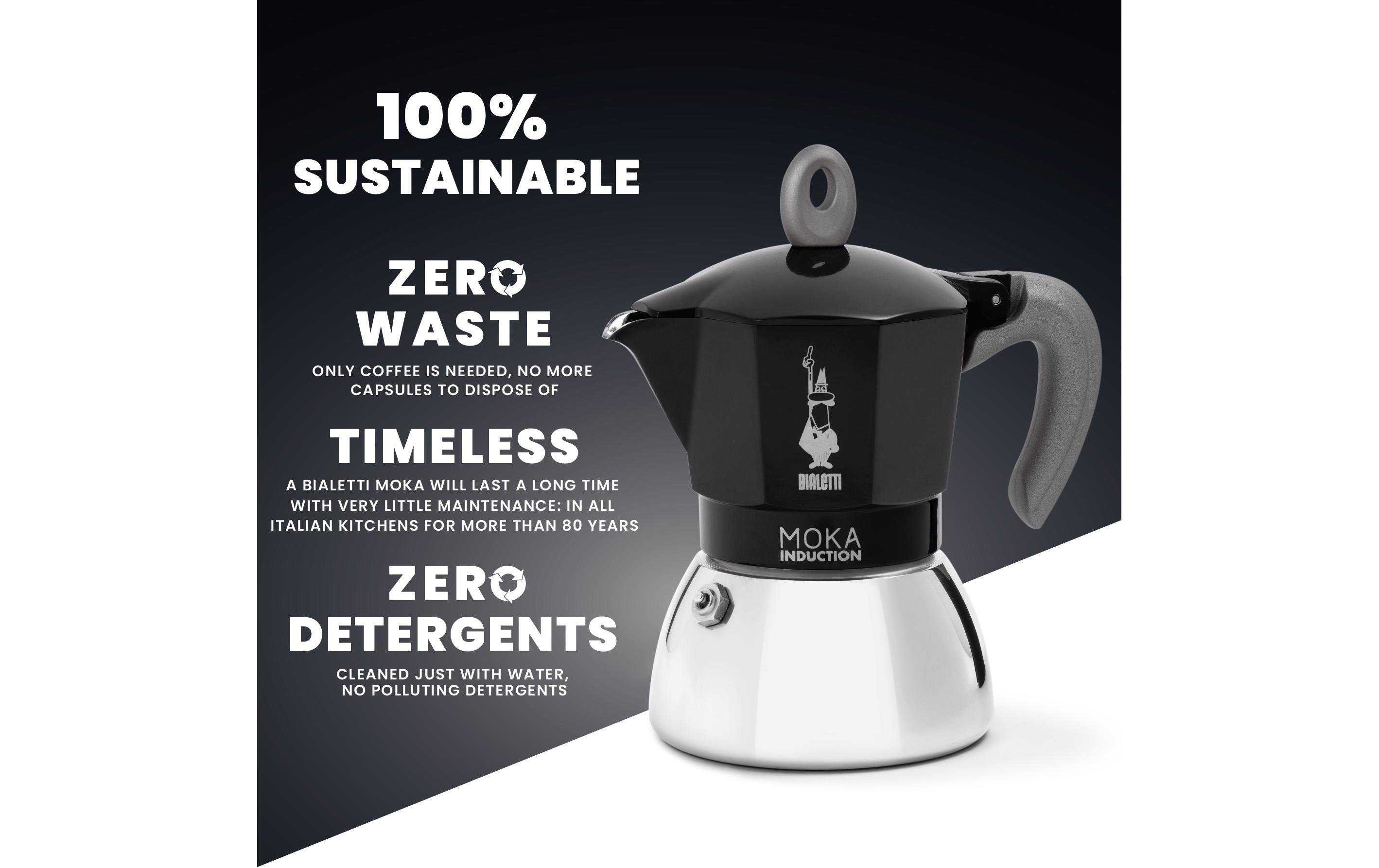 Bialetti Espressokocher New Moka Induktion 6 Tassen, Schwarz