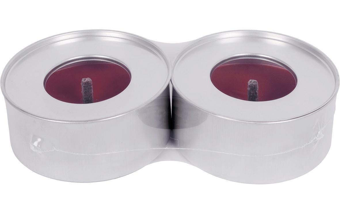müller Kerzen Metalldose mit rotem Wachs 9.6 x 4.3 cm, Rot, 2 Stück