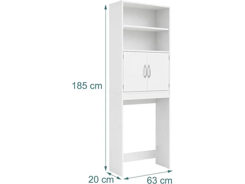 relaxdays Waschmaschinenüberbauregal 63 x 185 cm, Weiss/Silber relaxdays Waschmaschinenüberbauregal 63 x 185 cm, Weiss/Silber
