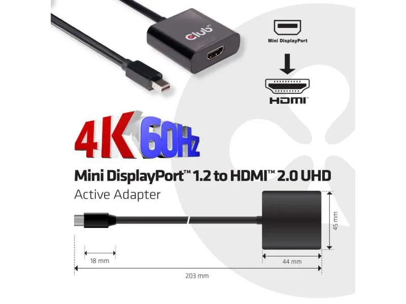 Club 3D Adapter 4K Mini-DisplayPort 1.2 - HDMI 2.0