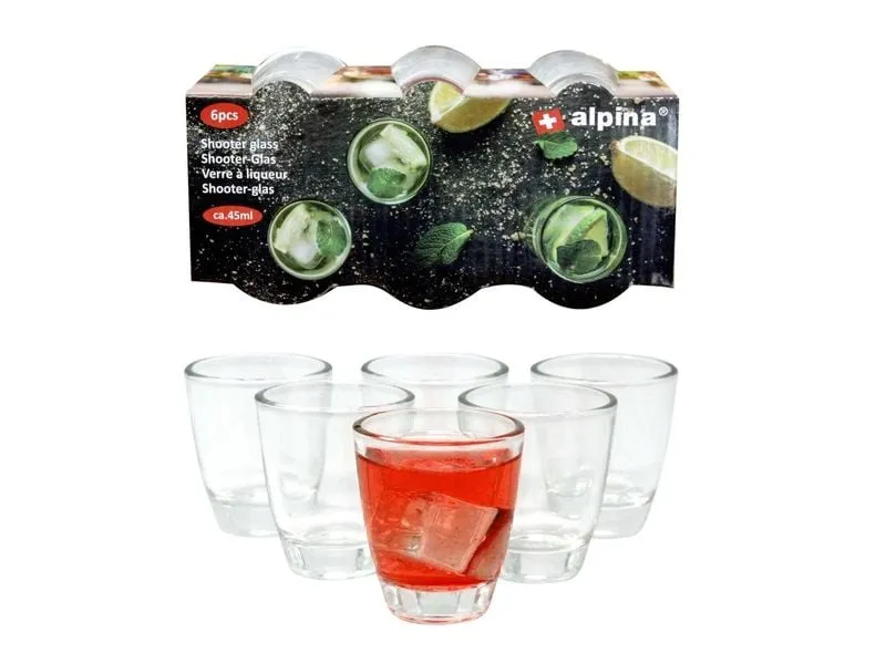 ALPINA Schnapsgläser 45 ml, 6 Stück, Transparent