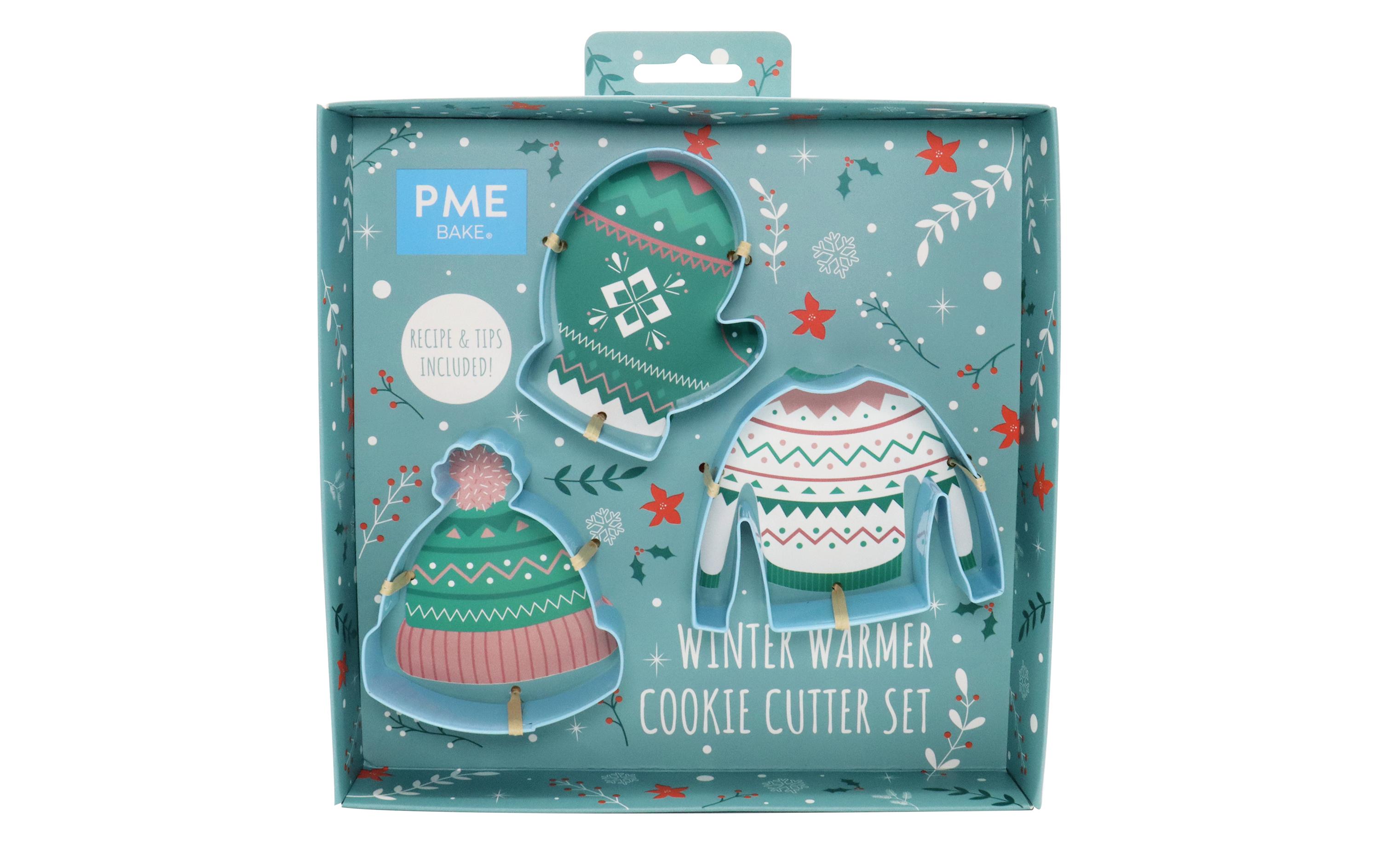 PME Guetzli-Ausstecher Warmer Winter 3 Stück, Blau