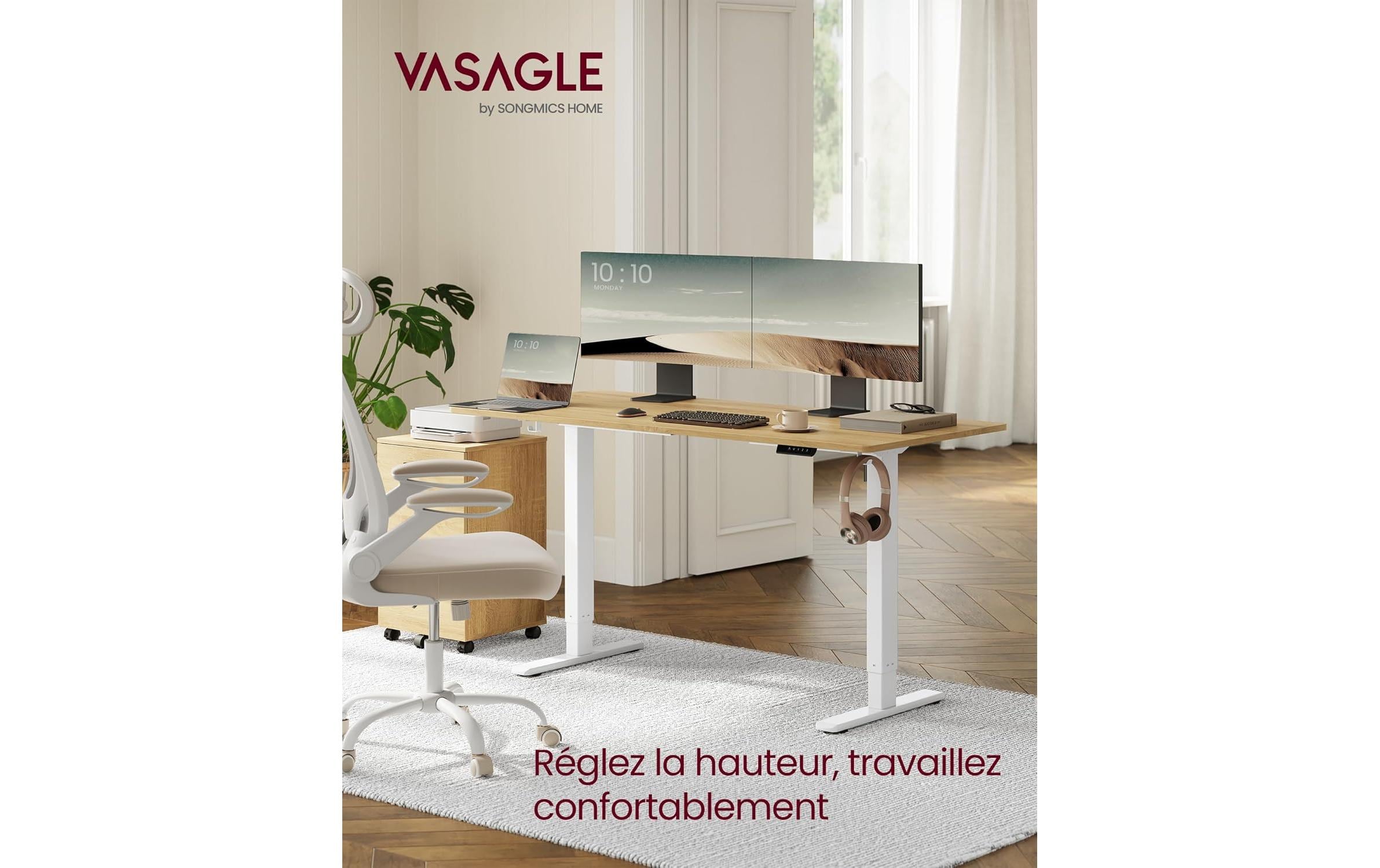 Songmics Tischgestell 72-118 cm, Mattweiss