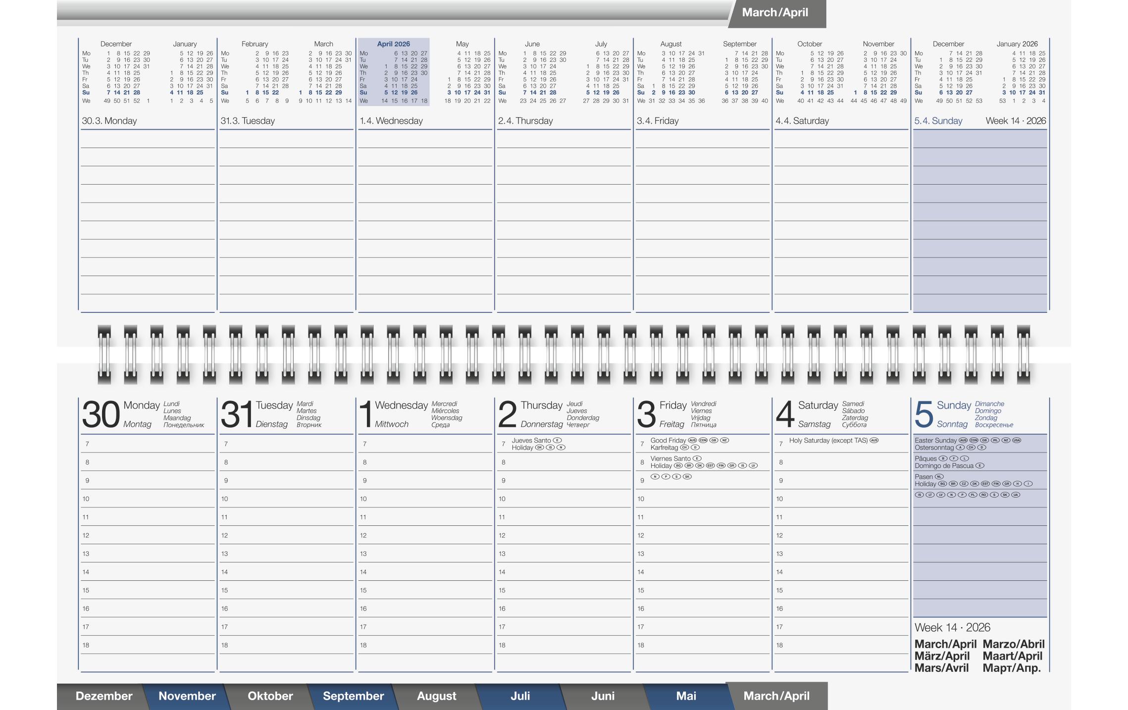 rido idé Tisch-Querkalender AC-Terminer 2026 307 x 105 mm, Schwarz
