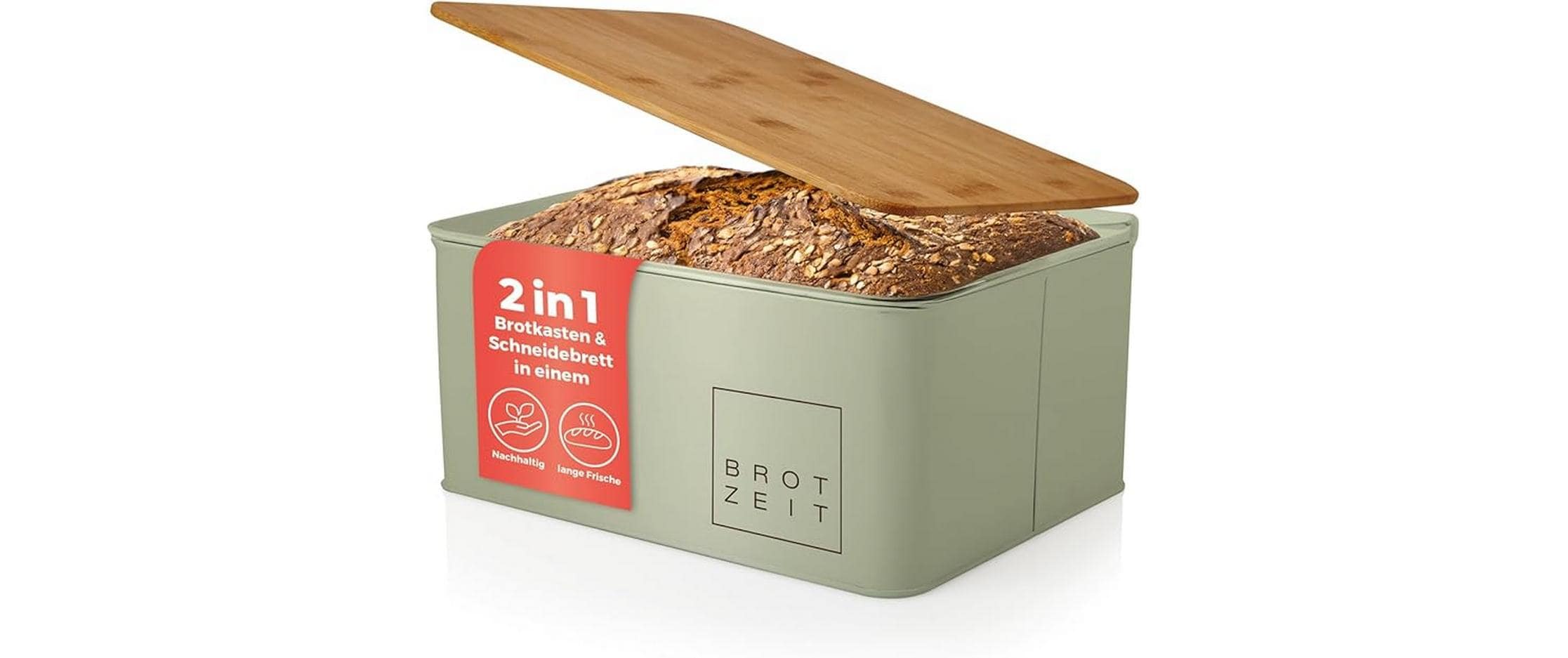 Lumaland Brotkasten 30 x 23 x 14 cm Metall, Holzdeckel, China Bambus