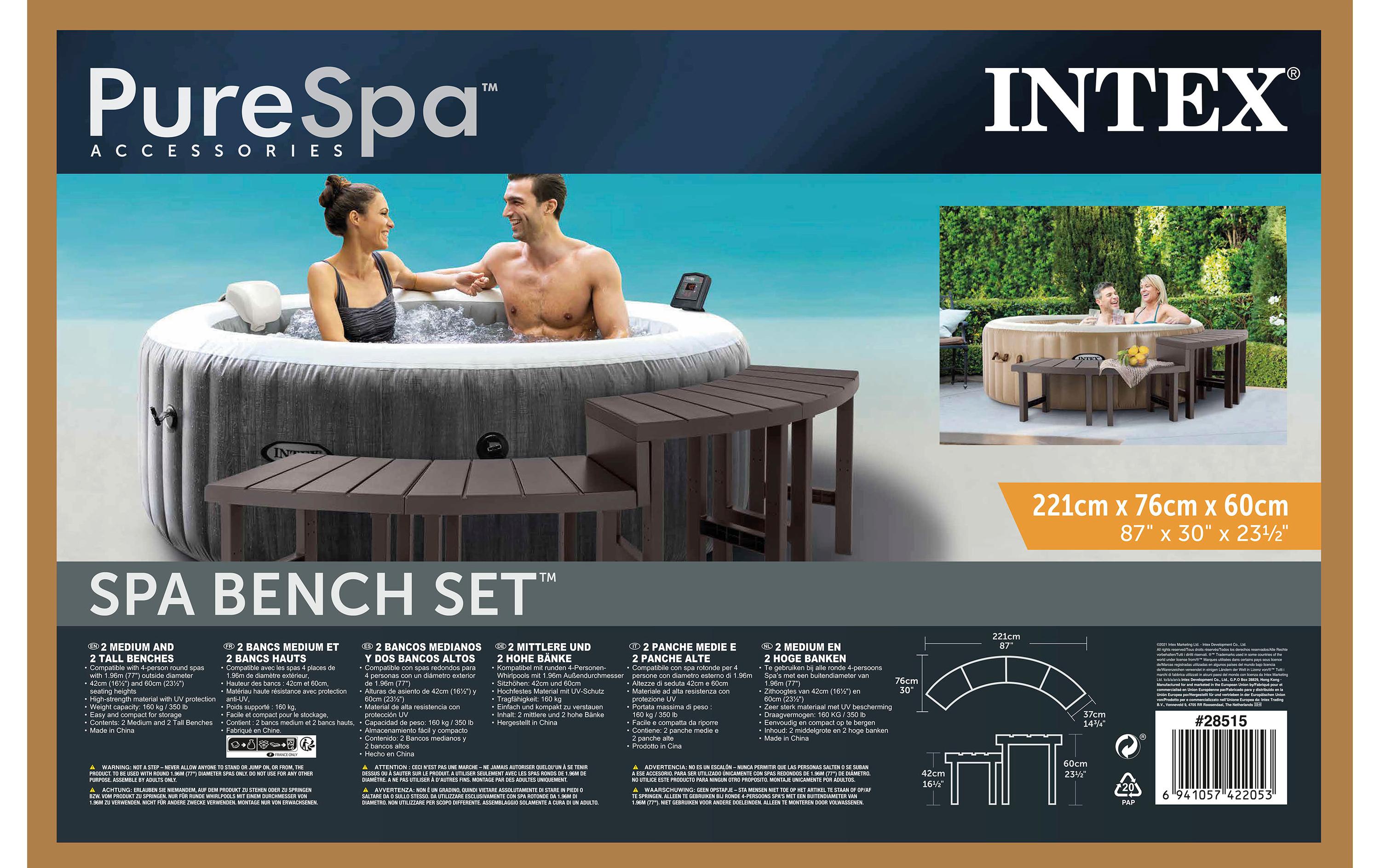 Intex Whirlpool-Sitzbank Set, 2 x Medium, 2 x Large