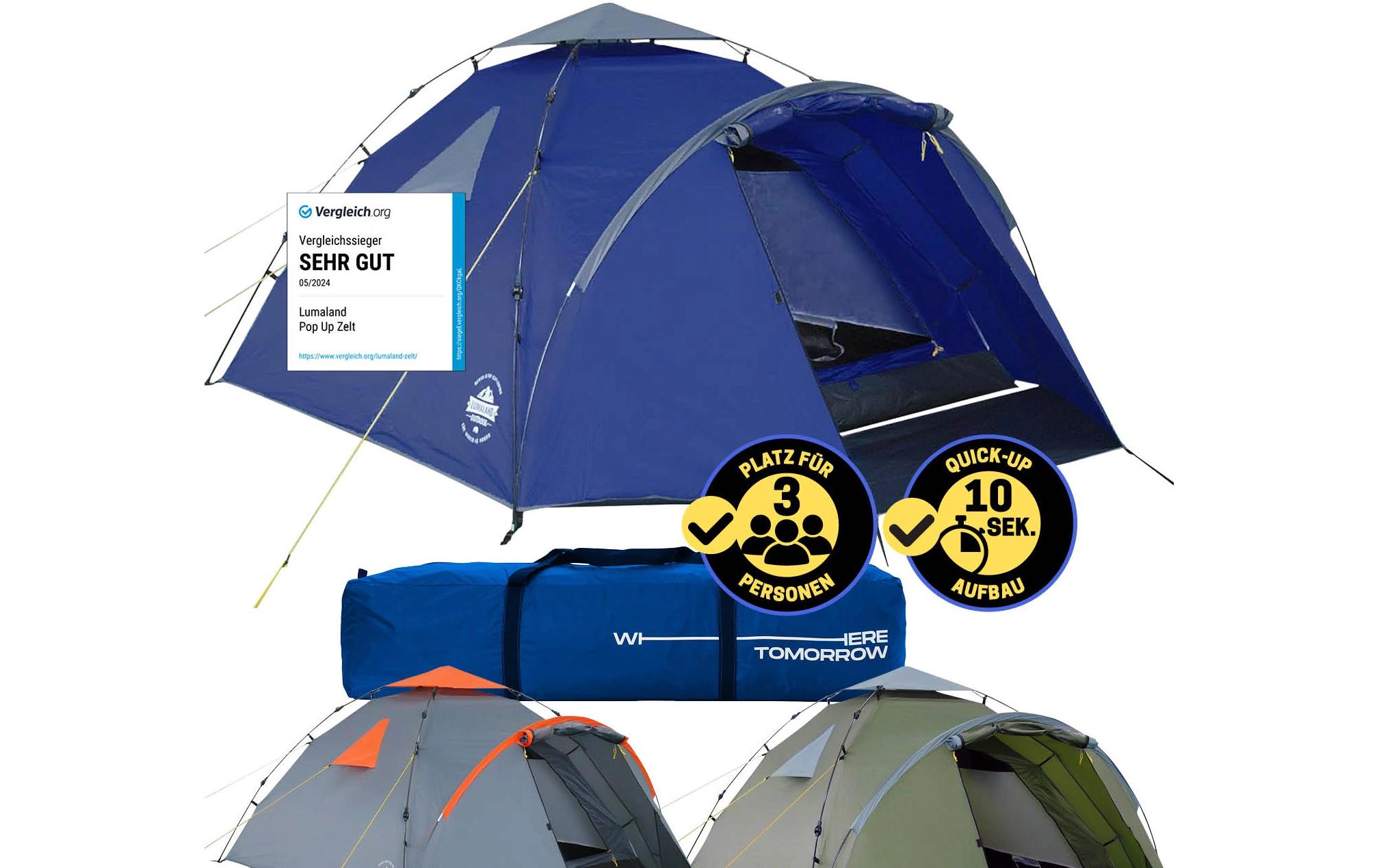 Where tomorrow Drei Personenzelt Pop-Up - Blau Where tomorrow Drei Personenzelt Pop-Up - Blau
