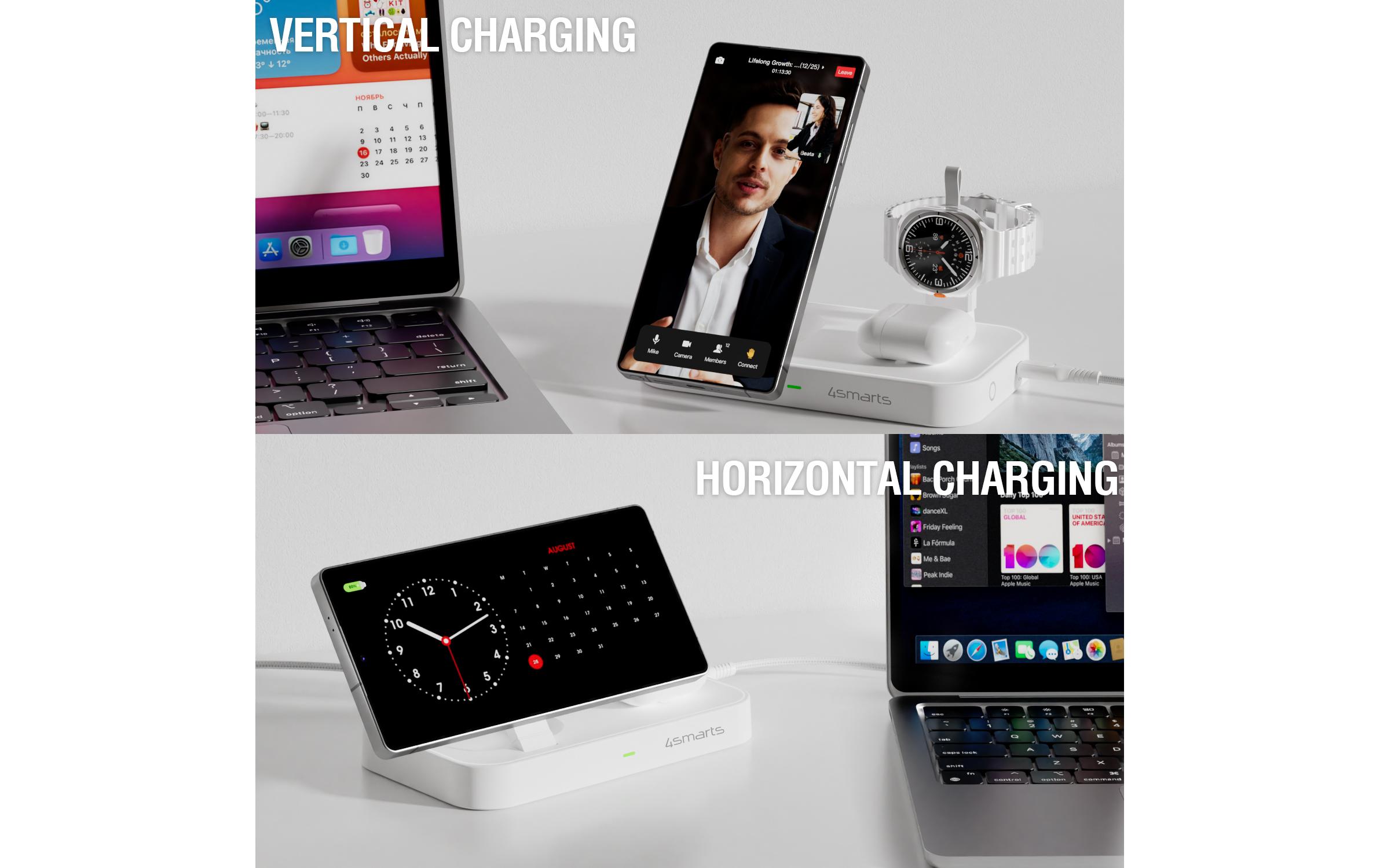 4smarts Qi2 Ladestation Trident mit Charger für Samsung Watch, weiss 4smarts Qi2 Ladestation Trident mit Charger für Samsung Watch, weiss