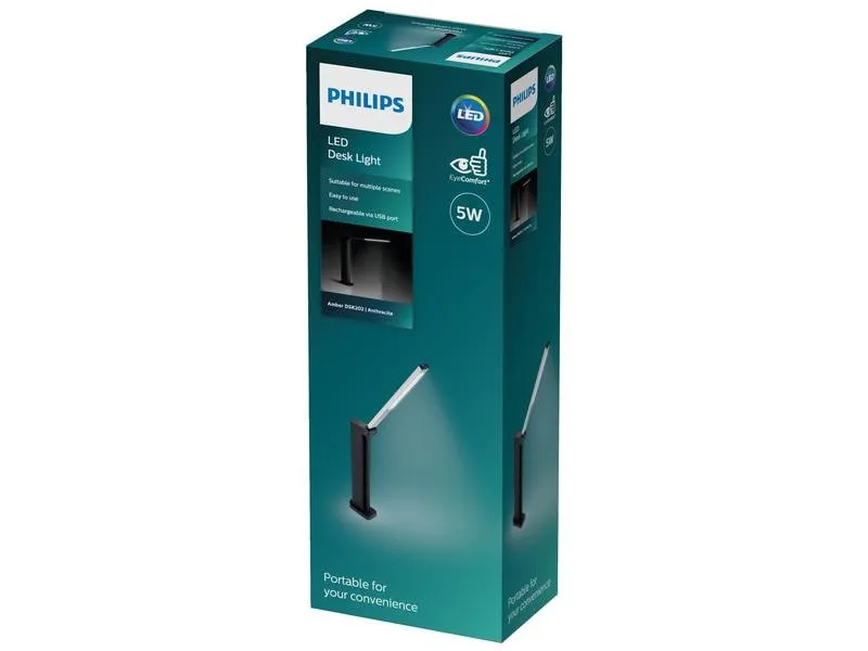 Philips Schreibtischleuchte Amber DSK202 40K, Schwarz Dimmbar Philips Schreibtischleuchte Amber DSK202 40K, Schwarz Dimmbar