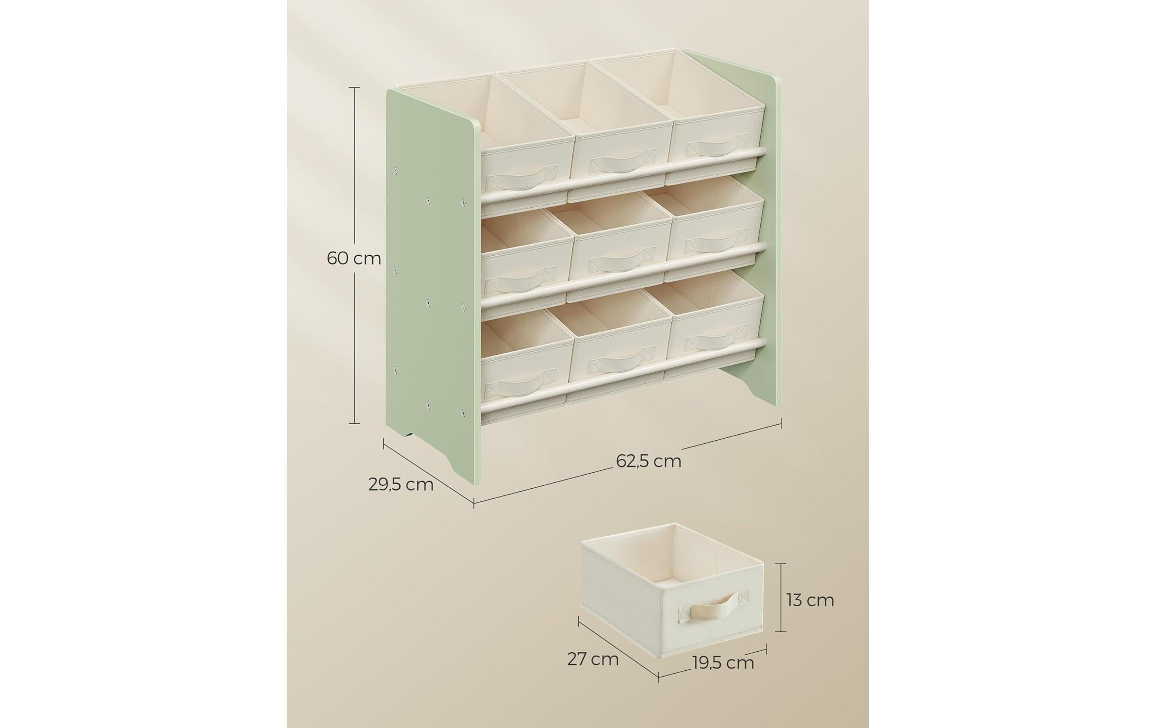 Songmics Ablageregal mit 9 Boxen 62.5 cm x 60 cm, Weiss/Grün Songmics Ablageregal mit 9 Boxen 62.5 cm x 60 cm, Weiss/Grün