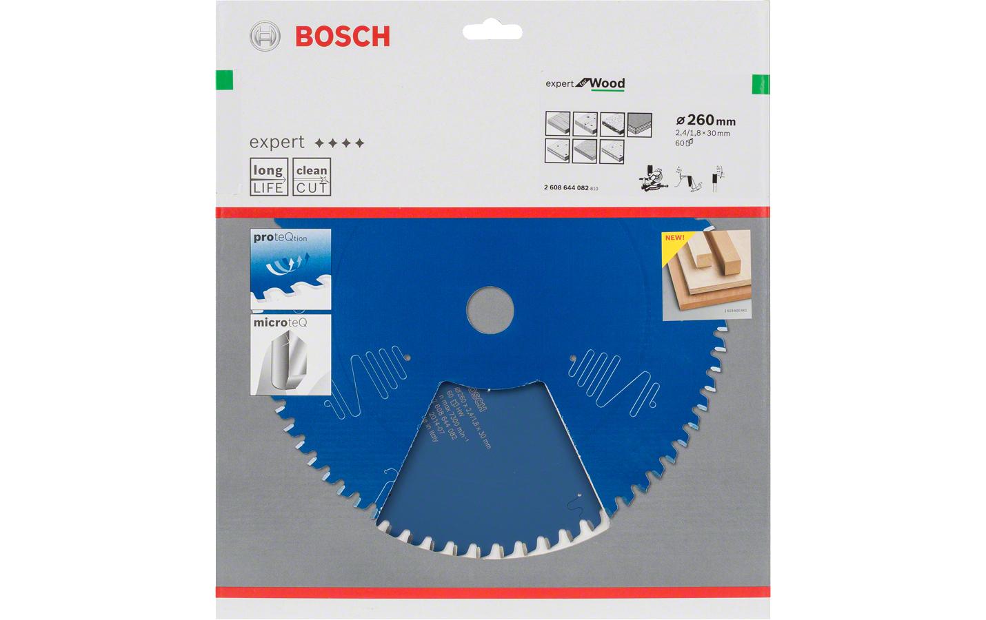 Bosch Professional Kreissägeblatt Expert for Wood, 260 x 30 x 2.4 mm, Z 60