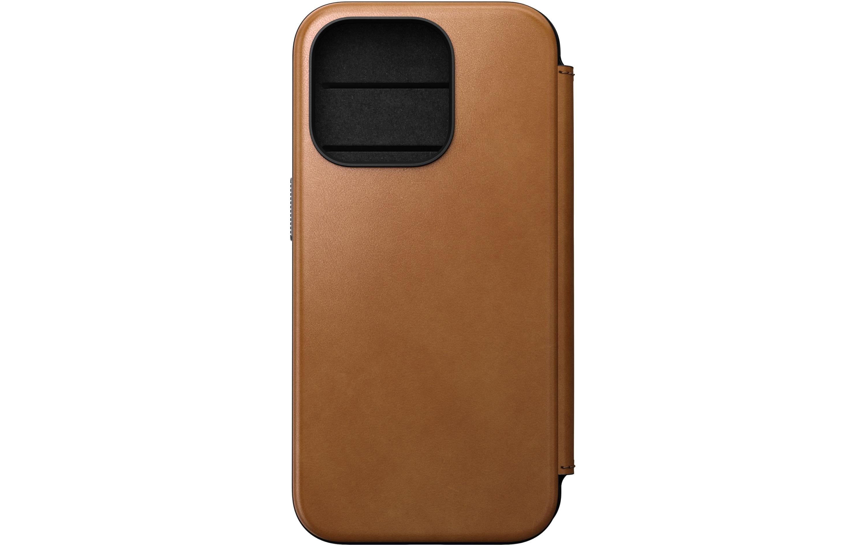 Nomad Book Cover Modern Leather Folio iPhone 15 Pro Beige