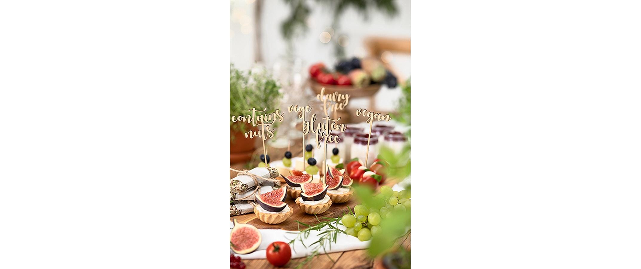 Partydeco Kuchen-Topper Unverträglichkeiten, 5 Stück, Gold