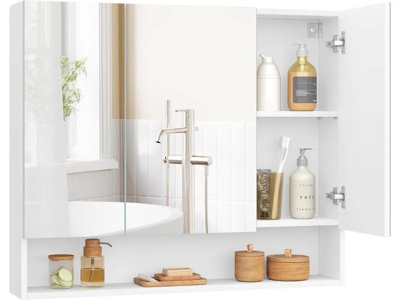 VASAGLE Spiegelschrank Weiss, 90 x 16.5 x 75 cm VASAGLE Spiegelschrank Weiss, 90 x 16.5 x 75 cm