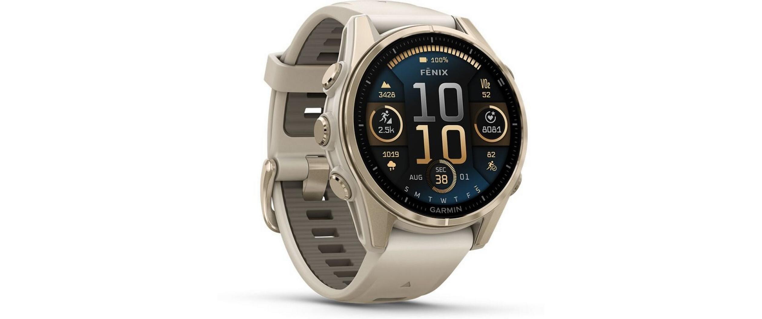 GARMIN Sportuhr Fenix 8 AMOLED Sapphire, 43 mm Beige