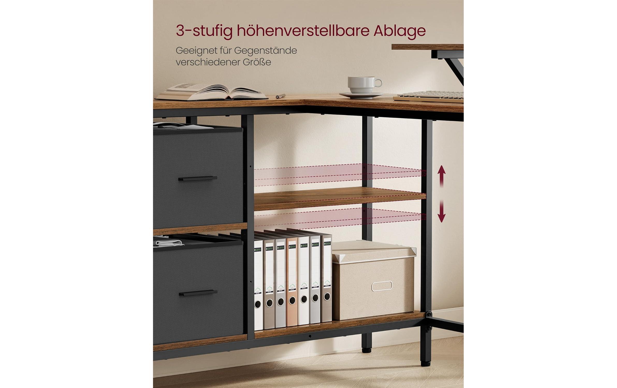 VASAGLE Tisch in L-Form Braun 115 x 105 x 89.5 cm