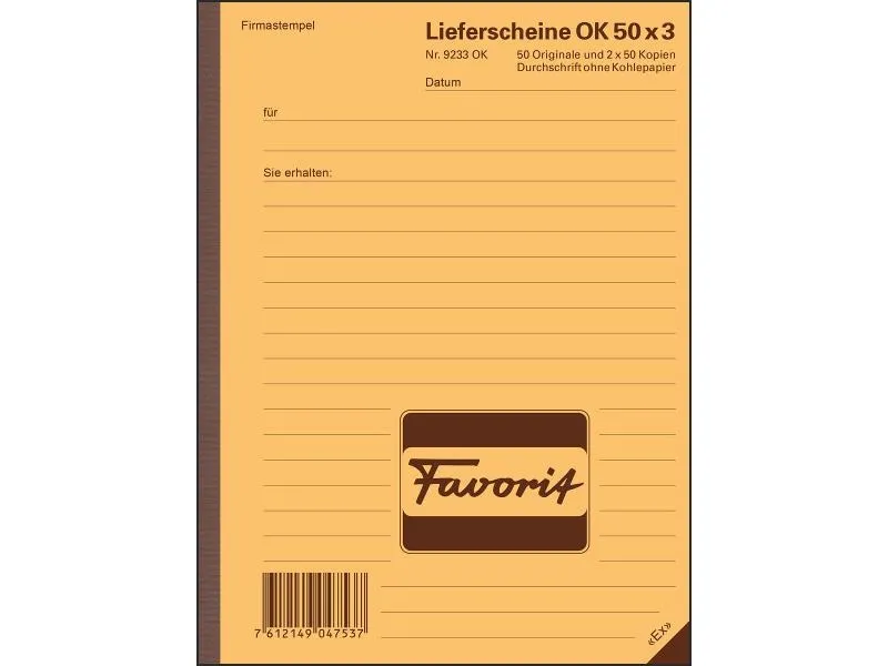 Favorit Durchschreibeblock 9233OK A5 50 Blatt Favorit Durchschreibeblock 9233OK A5 50 Blatt