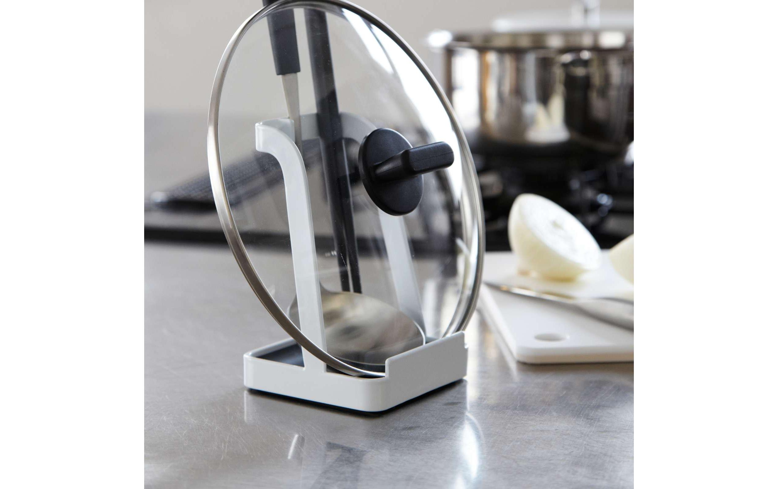 Yamazaki Deckel- und Pfannenhalter Tower Weiss