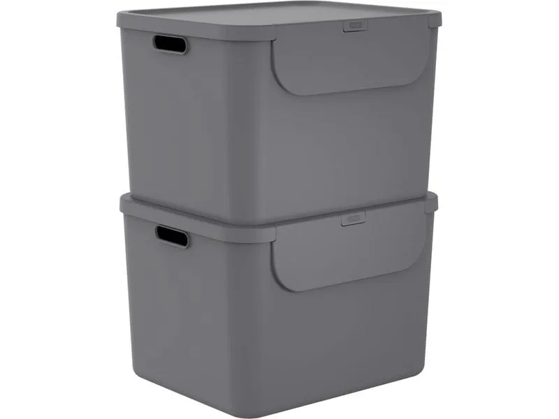 Rotho Recyclingbehälter ALBULA 2 tlg. 110 l, Anthrazit Rotho Recyclingbehälter ALBULA 2 tlg. 110 l, Anthrazit