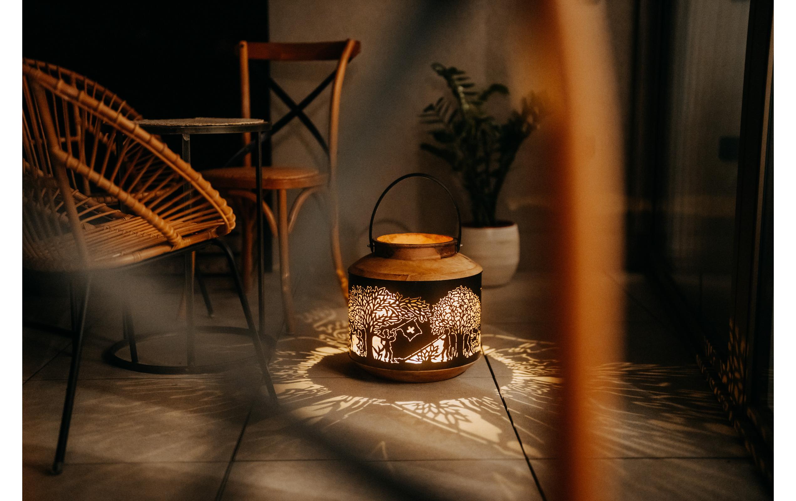 Kadastar Laterne Bergchilbi 37 cm, Braun/Schwarz