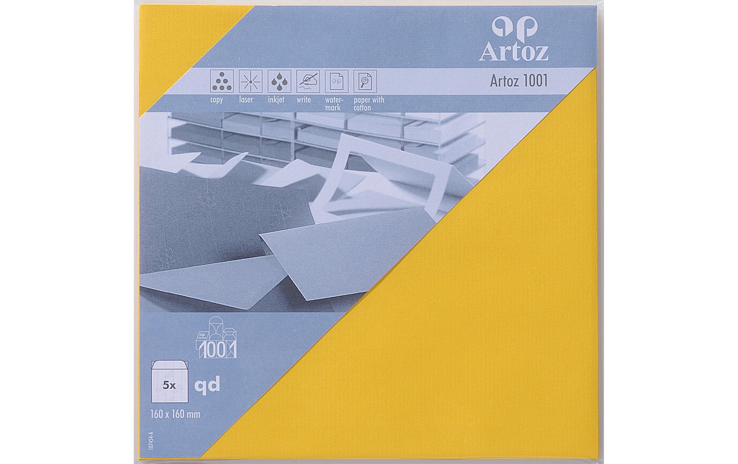 Artoz Couvert 1001, 16 x 16 cm, 5 Stück, Sonnengelb Artoz Couvert 1001, 16 x 16 cm, 5 Stück, Sonnengelb