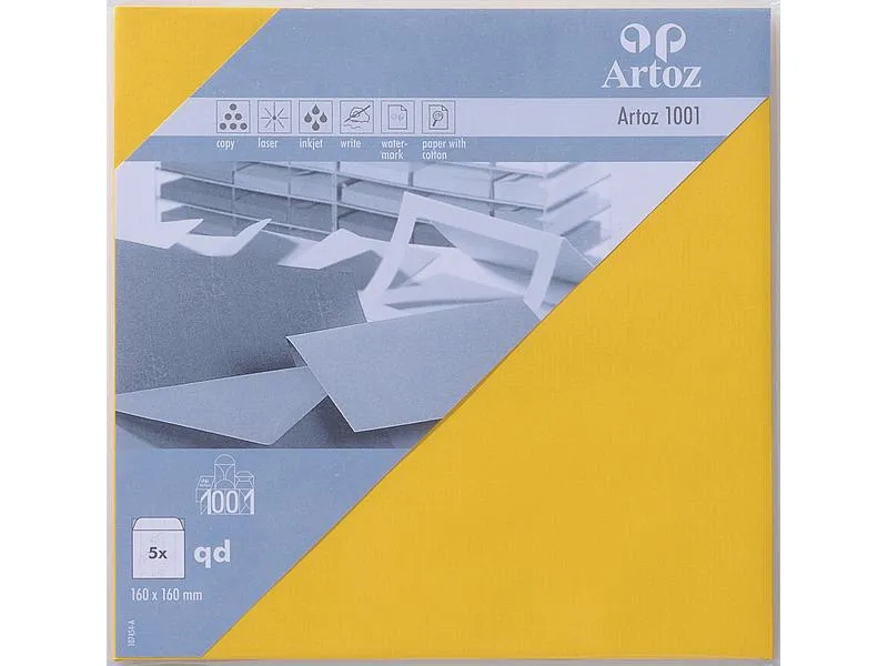 Artoz Couvert 1001, 16 x 16 cm, 5 Stück, Sonnengelb Artoz Couvert 1001, 16 x 16 cm, 5 Stück, Sonnengelb