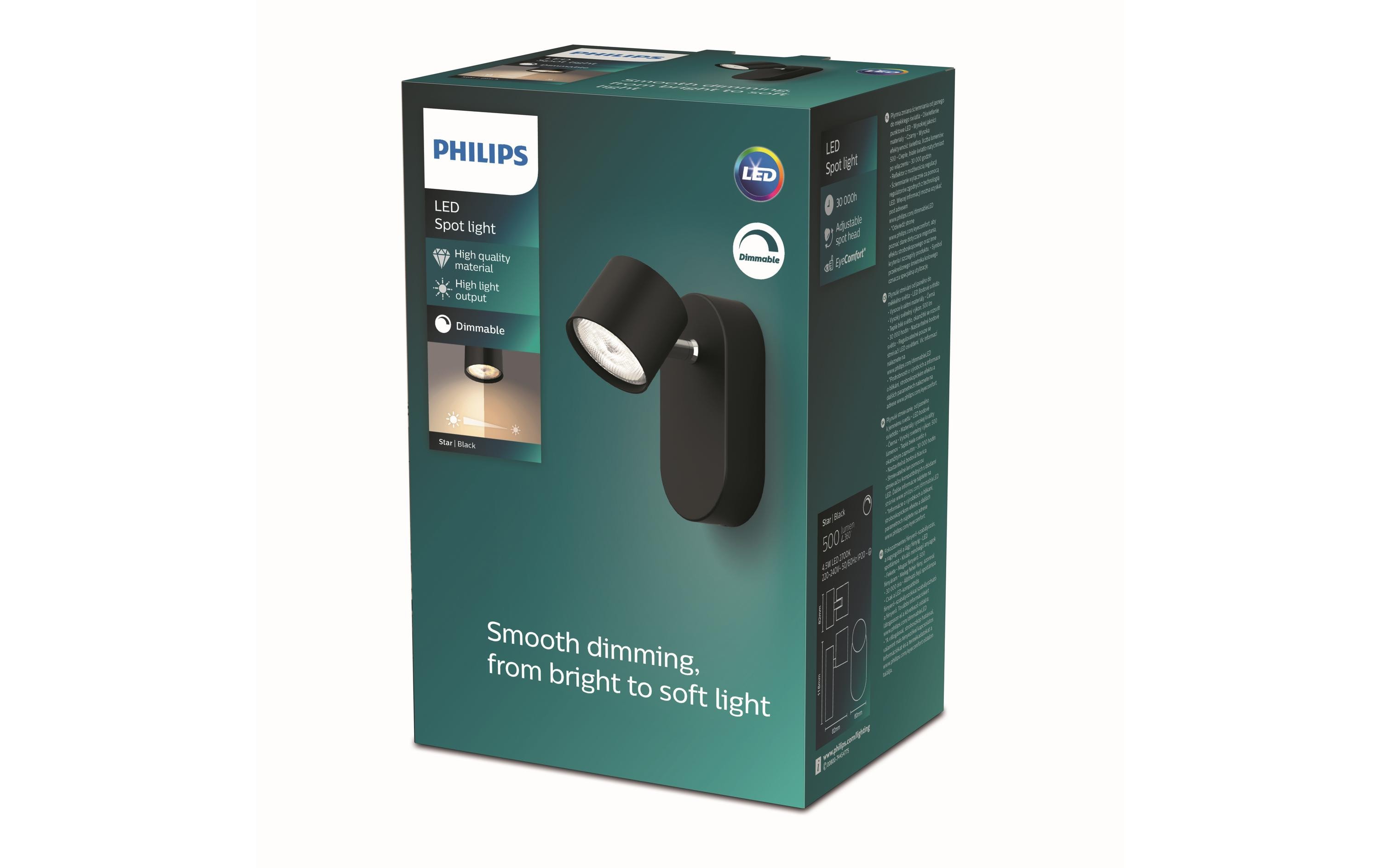 Philips Aufbauspot Star, 4.5W, 2700K, Schwarz Philips Aufbauspot Star, 4.5W, 2700K, Schwarz
