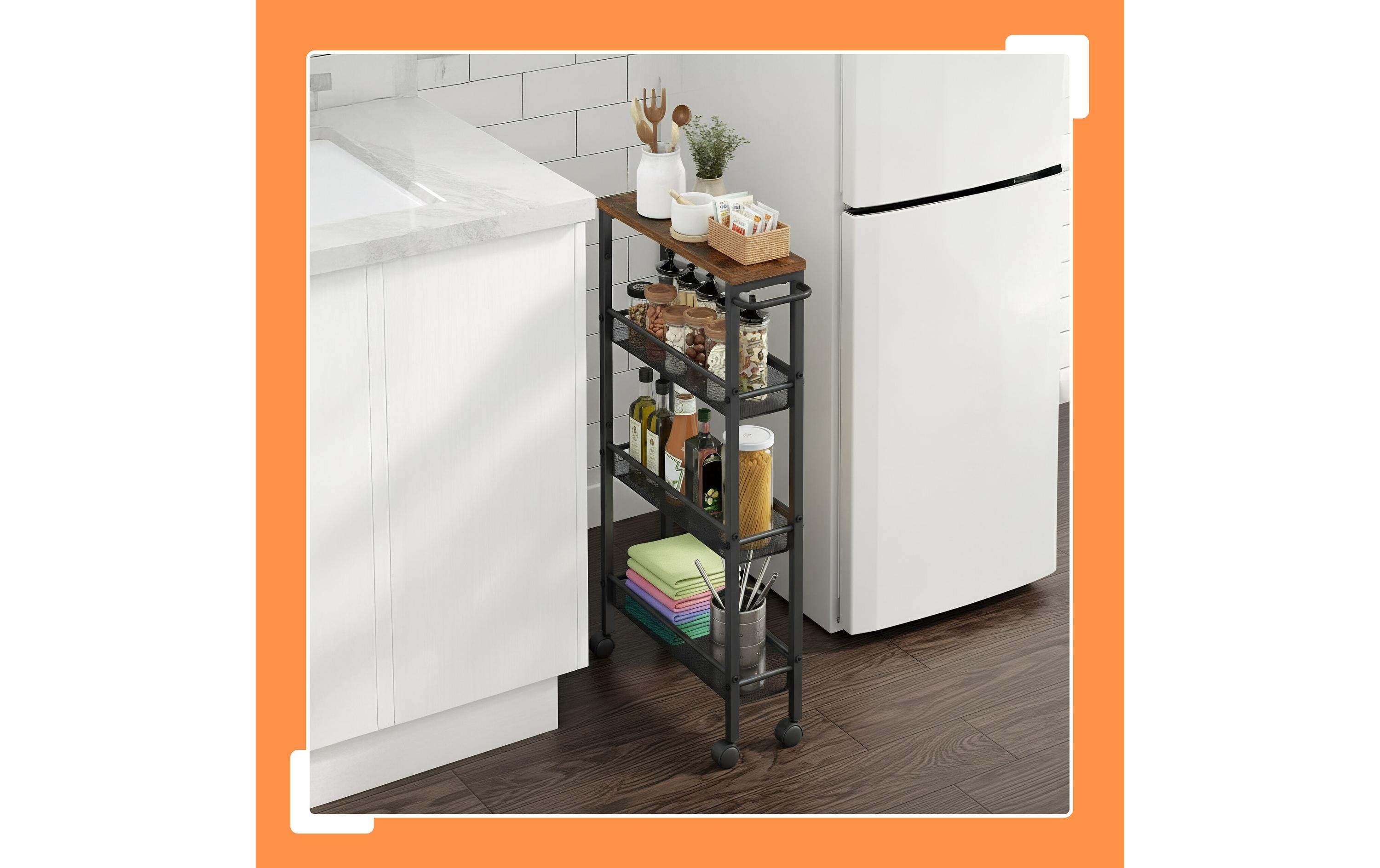 relaxdays Nischenwagen 77 x 13 x 45.5 cm Schwarz/Braun