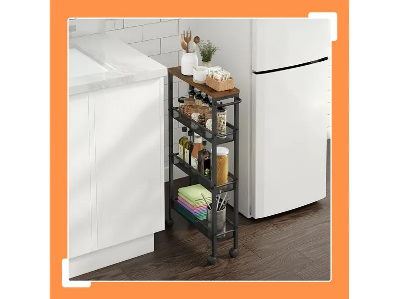 relaxdays Nischenwagen 77 x 13 x 45.5 cm Schwarz/Braun relaxdays Nischenwagen 77 x 13 x 45.5 cm Schwarz/Braun