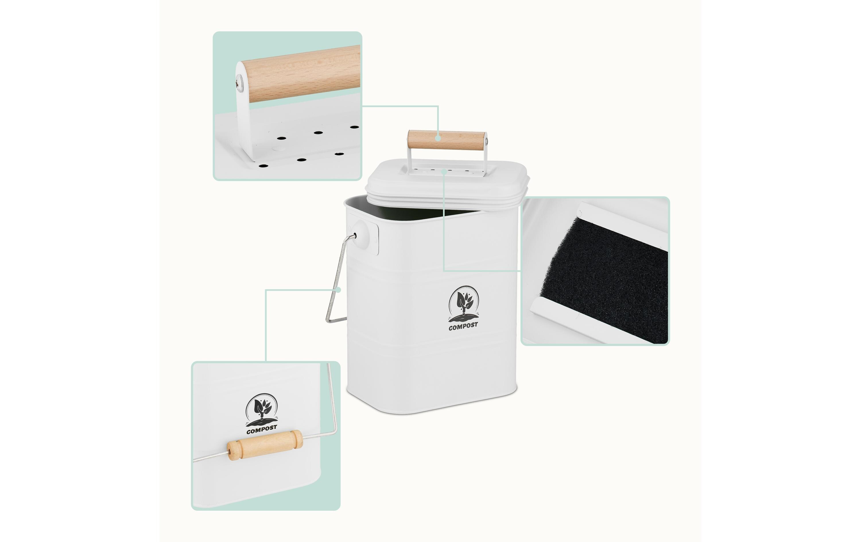 relaxdays Komposteimer 3.5 l, Hellbraun/Weiss