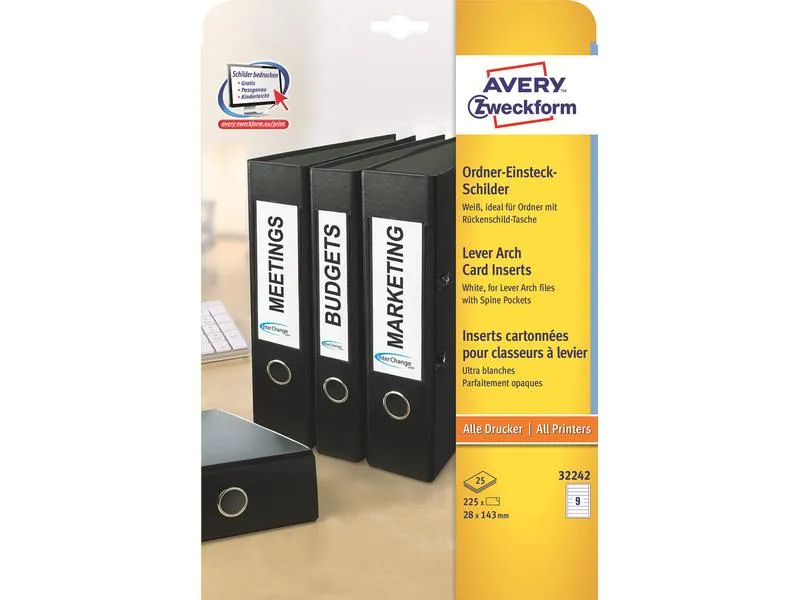 Avery Zweckform Rückenschilder 28 x 143 mm, 225 Stück Avery Zweckform Rückenschilder 28 x 143 mm, 225 Stück