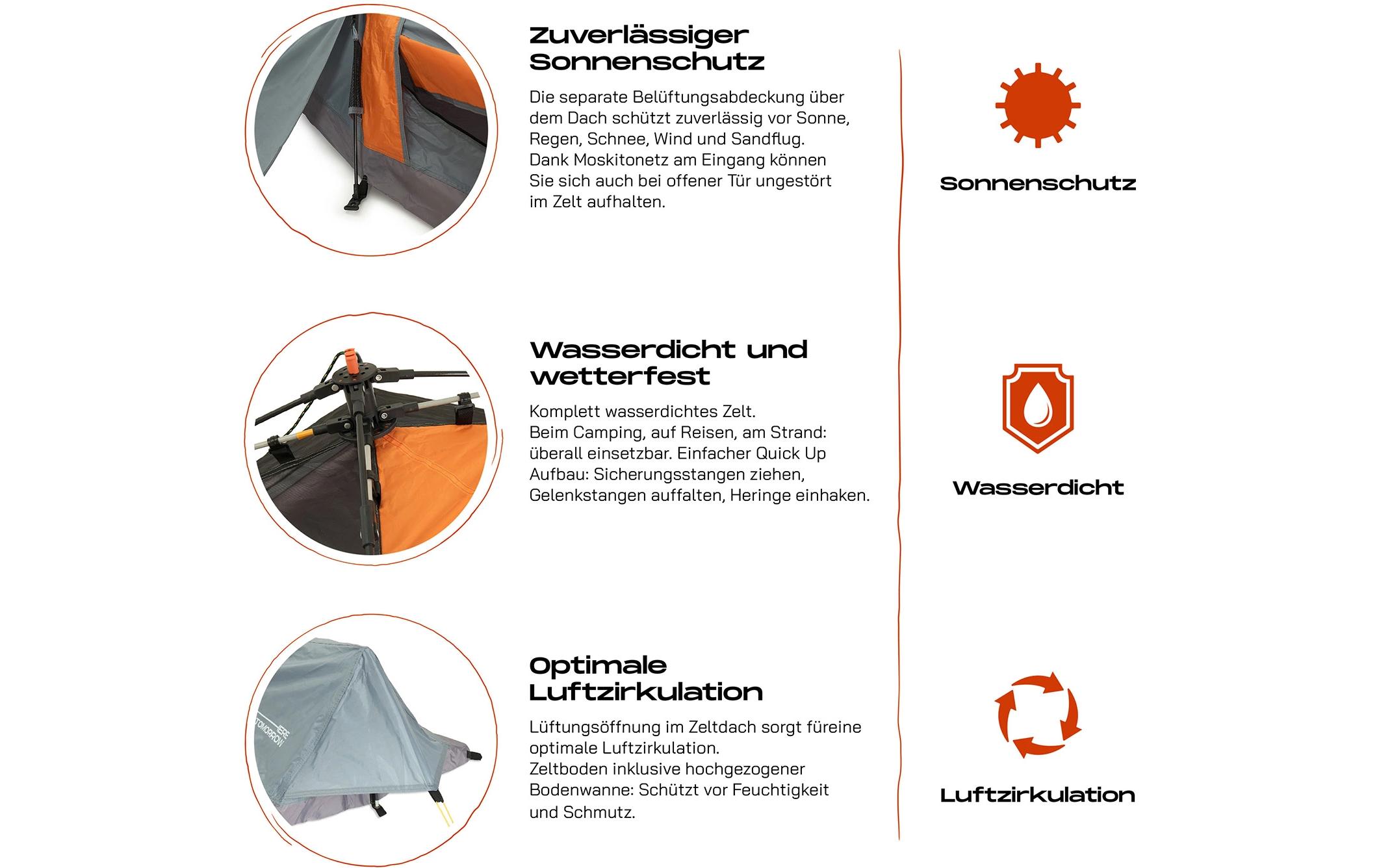 Where tomorrow Where Tomorrow 1 Personen Zelt Rechteck 220 cm x 80 cm, Grau