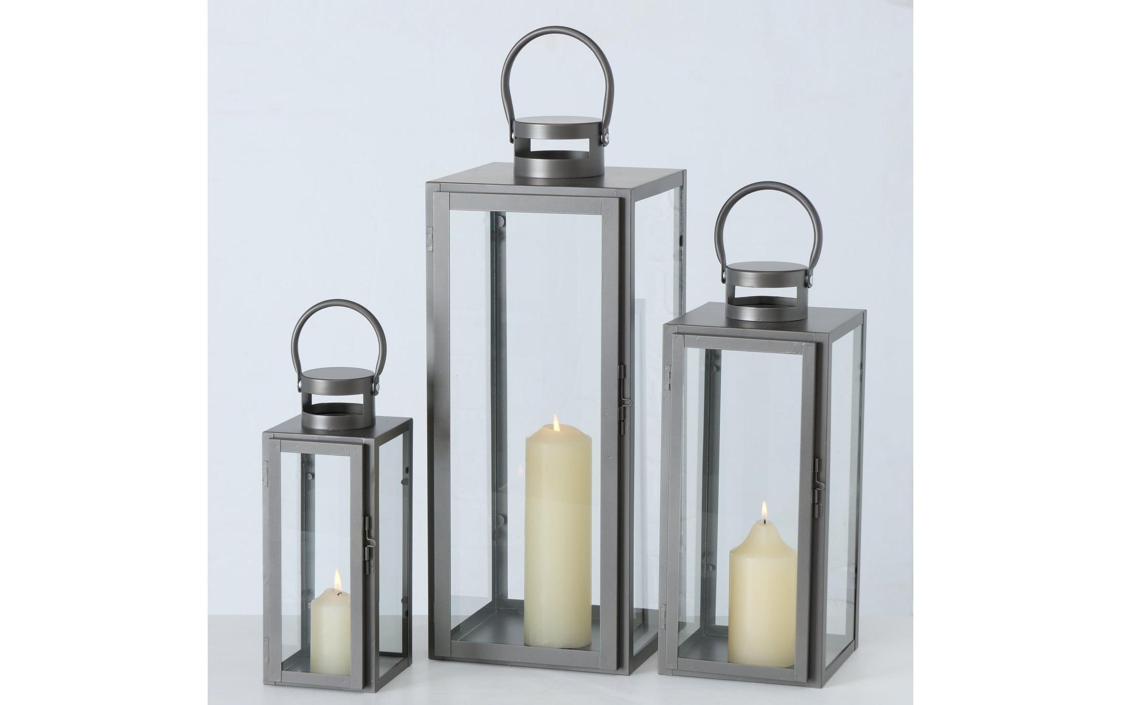 Boltze Laterne Arana 3-teilig, Silber/Transparent
