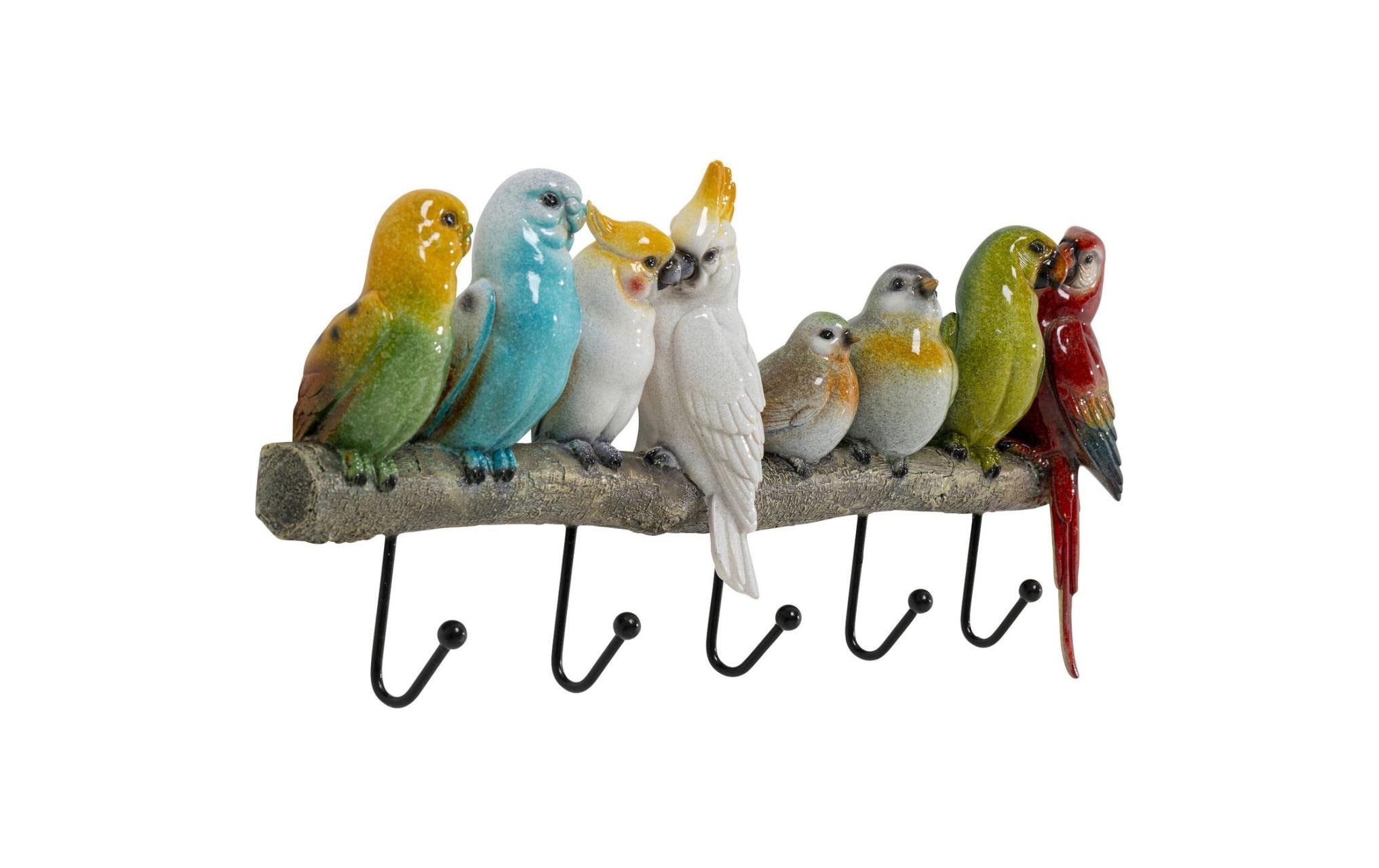 Kare Wandgarderobe Exotic Birds 5 Haken, Mehrfarbig