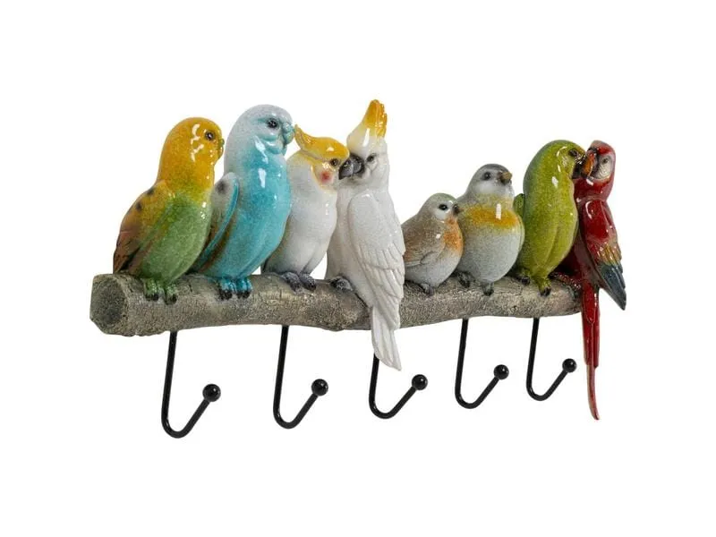 Kare Wandgarderobe Exotic Birds 5 Haken, Mehrfarbig