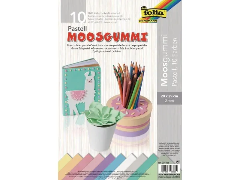 Folia Moosgummi-Set 10 Stück, Mehrfarbig