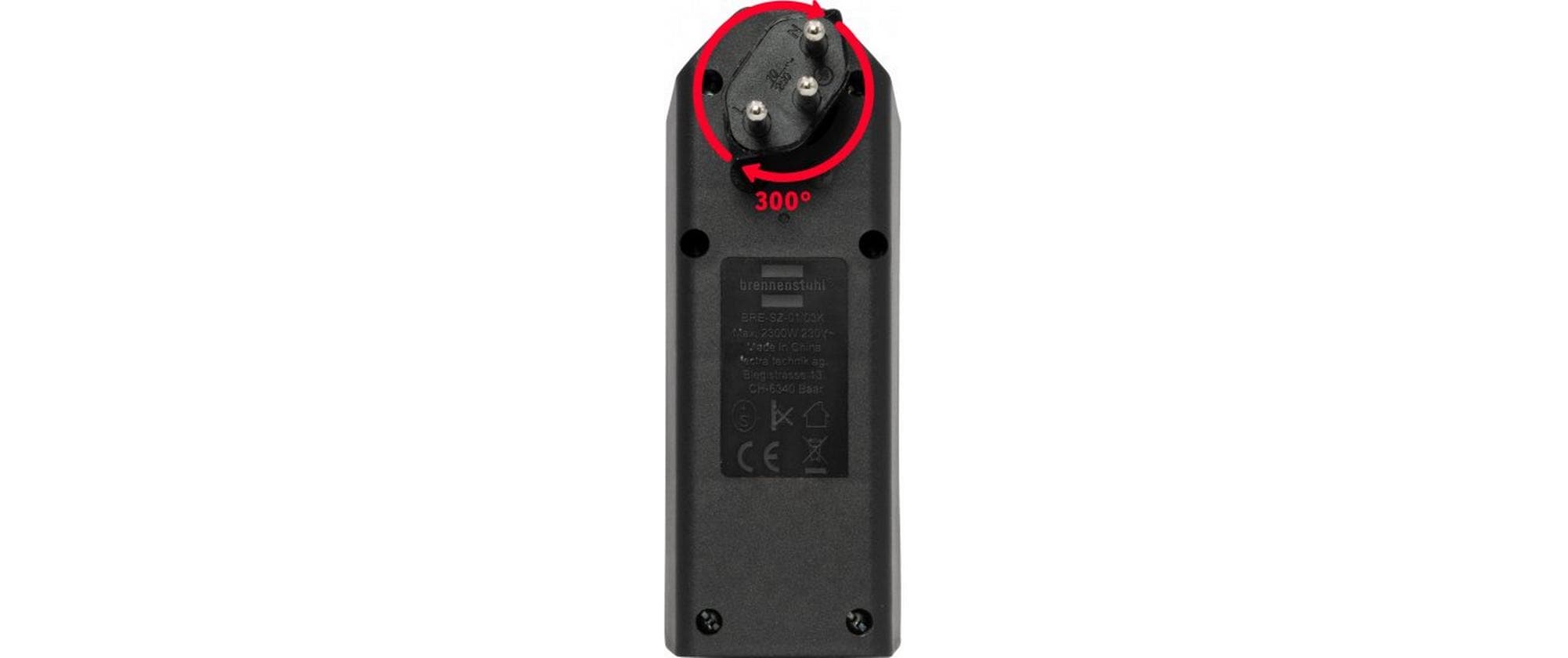 Brennenstuhl Abzweigstecker 3 x T13, 300° drehbar, Schwarz