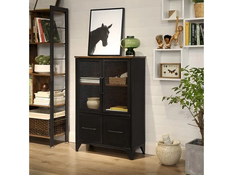 VASAGLE Kommode Industrial 33 x 100 cm, Schwarz VASAGLE Kommode Industrial 33 x 100 cm, Schwarz