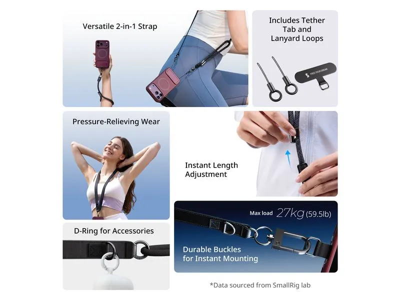 Smallrig 2-in-1-Schulterriemen für iPhone 18-Hüllen (schwarz) Smallrig 2-in-1-Schulterriemen für iPhone 18-Hüllen (schwarz)