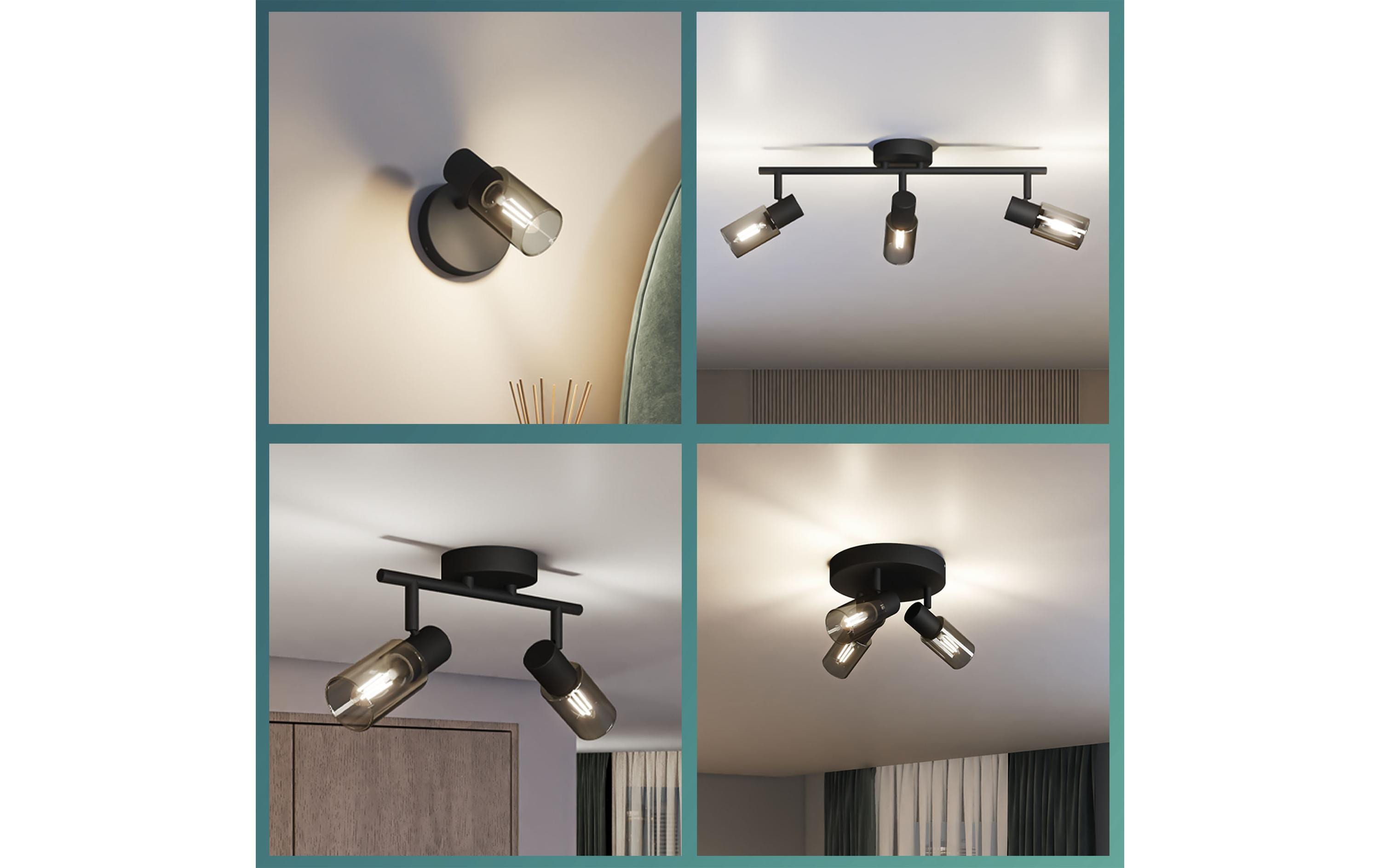 Philips Aufbauspot Palms 4er Spot für E14 Schwarz, ohne Leuchtmittel