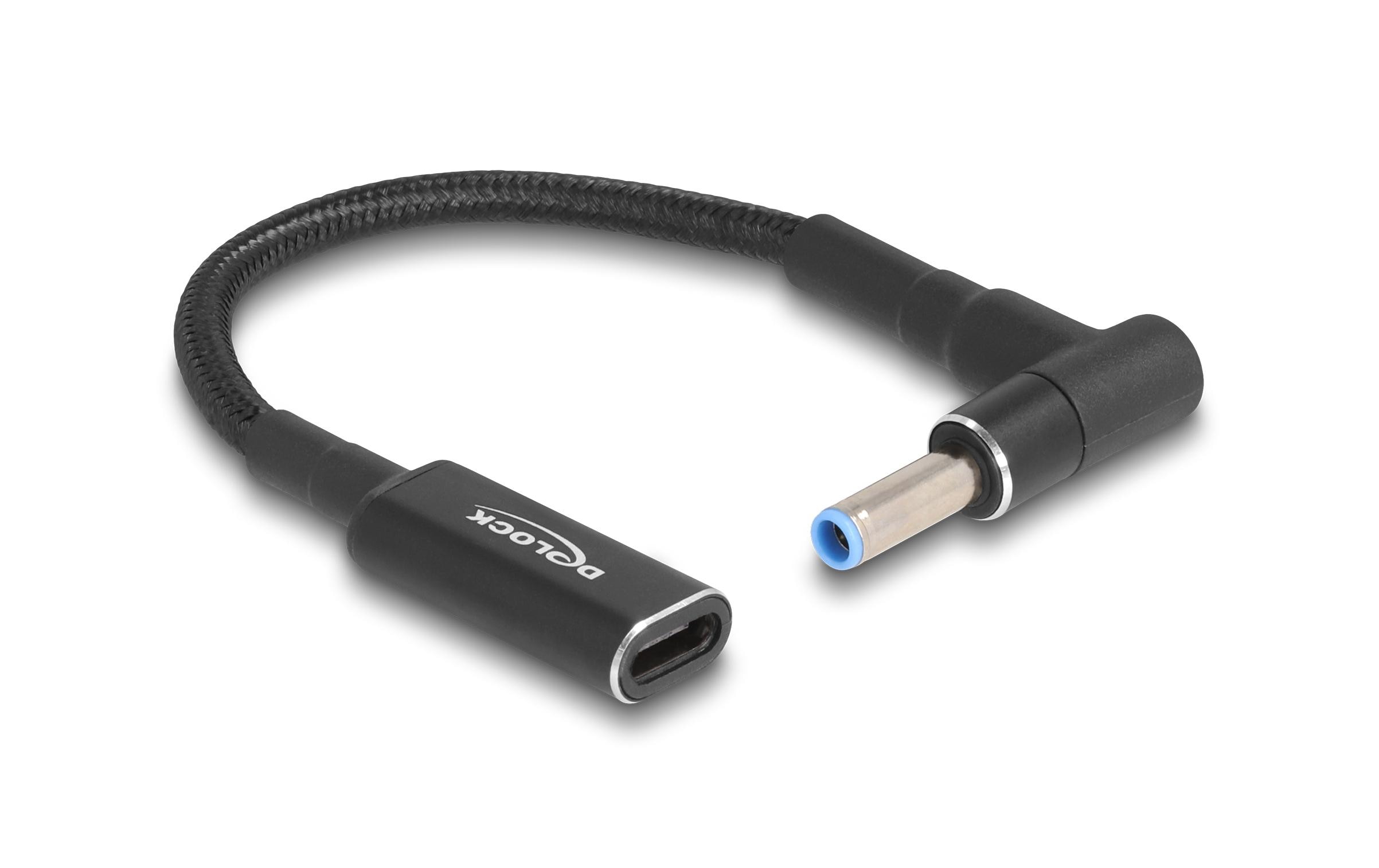 Delock Ladekabel USB-C zu HP 4.5 x 3 mm 90° gewinkelt, 15 cm Delock Ladekabel USB-C zu HP 4.5 x 3 mm 90° gewinkelt, 15 cm
