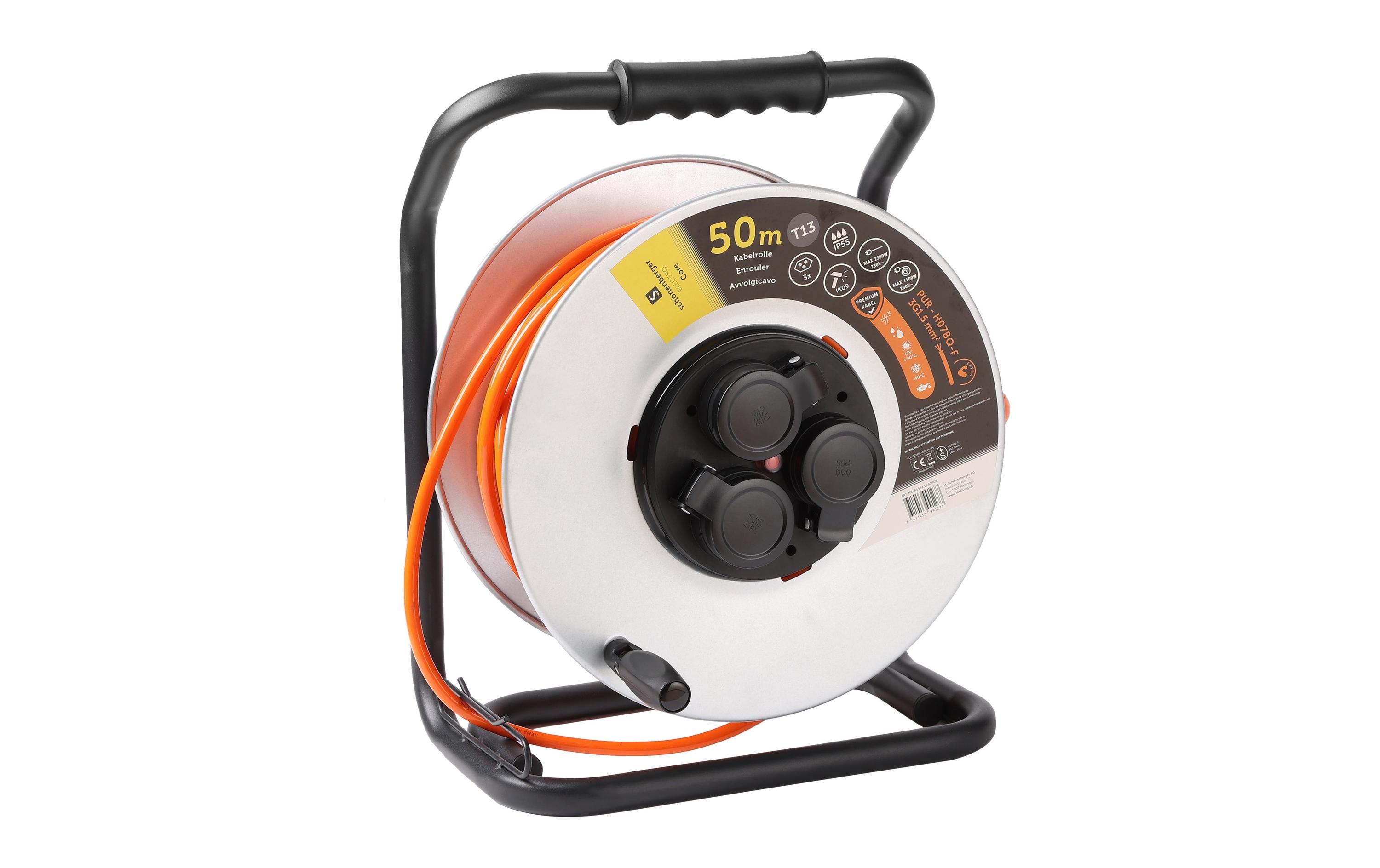 Schönenberger Kabelrolle Metall T13 IP55 50m 3 x T13 Schönenberger Kabelrolle Metall T13 IP55 50m 3 x T13